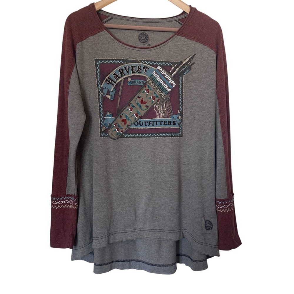 Double D Ranch Embroidered & Beaded Long Sleeve T-shirt Sz XS Western Cowgirl